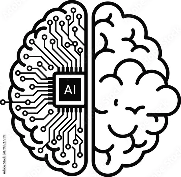 Fototapeta Artificial intelligence brain circuit diagram