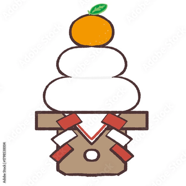 Fototapeta シンプルな手描き鏡餅のイラスト