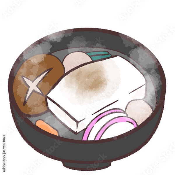 Fototapeta 湯気立つお雑煮のイラスト