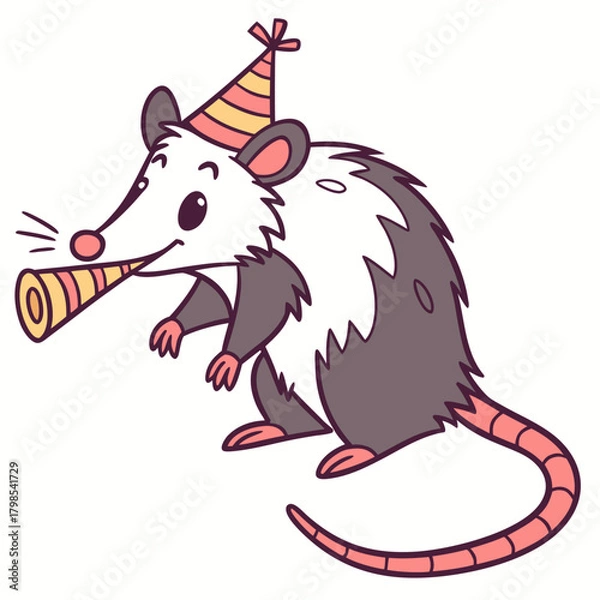 Obraz Playful Playful Opossum design with Midnight Sparkle shades in a New Year celebration setting