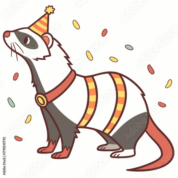 Obraz Playful Peaceful Ferret design with Midnight Sparkle shades in a New Year celebration setting