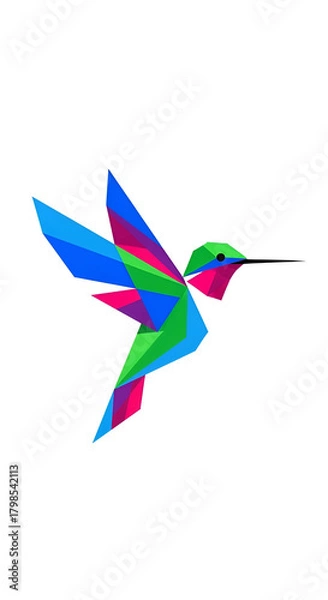 Obraz Geometric Bird Flying Illustration in Vivid Colors