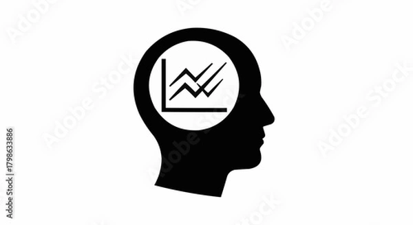 Fototapeta Analytical thinking icon with a growth chart inside a human head.