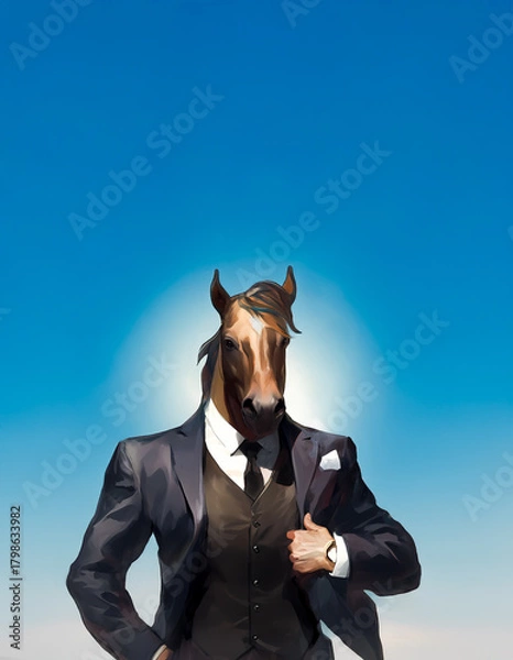 Obraz スーツを着た馬