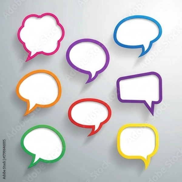Obraz Colorful speech bubbles with shadows on a gray background