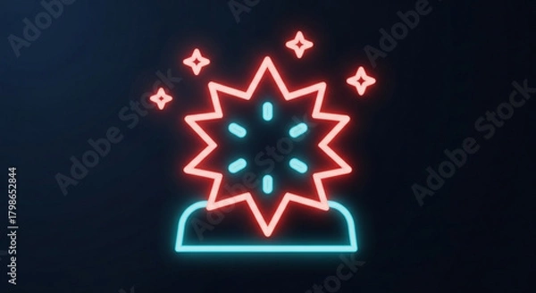 Obraz A vibrant neon illustration showcases a person experiencing a creative explosion, symbolizing innovation, inspiration, and the birth of brilliant ideas and insights