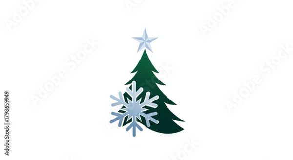 Obraz Elegant christmas tree with snowflake and star isolated on, perfect for holidaythemed designs, isolated on