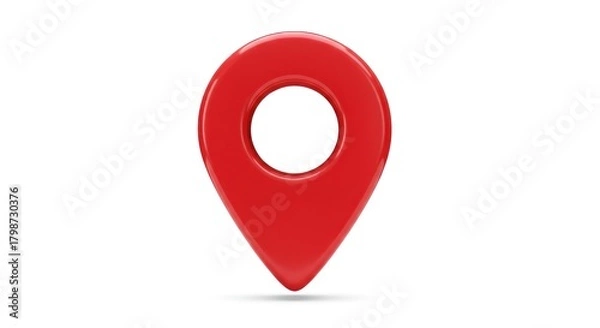 Fototapeta Red Location Pin Icon on White Background for Maps.