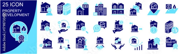 Obraz Property Development Icon Set Collection In Flat Style	