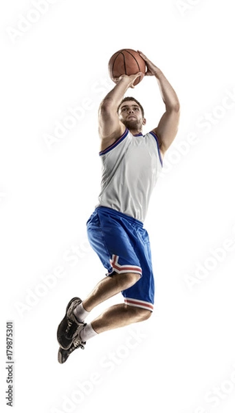 Fototapeta Basketball player in action isolated on white background