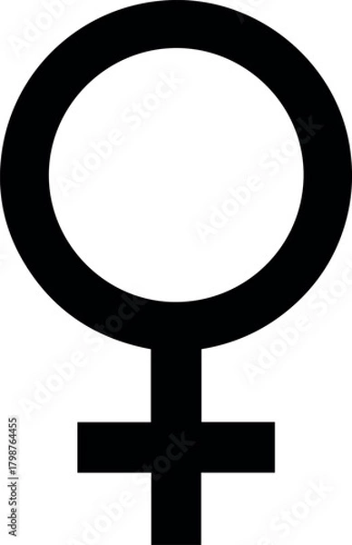 Fototapeta Vector a simple black and white illustration of the female gender symbol with a circle and cross shape design
