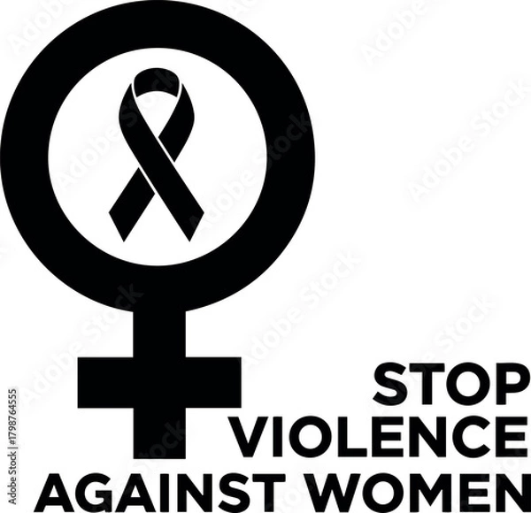 Fototapeta Vector a symbol for women with a ribbon inside, representing the fight against violence against women issues globally.
