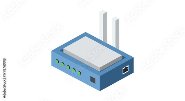 Fototapeta Modern isometric wifi router connecting your digital world, perfect for tech blogs, network solutions, or innovative technology companies. Seamless connection