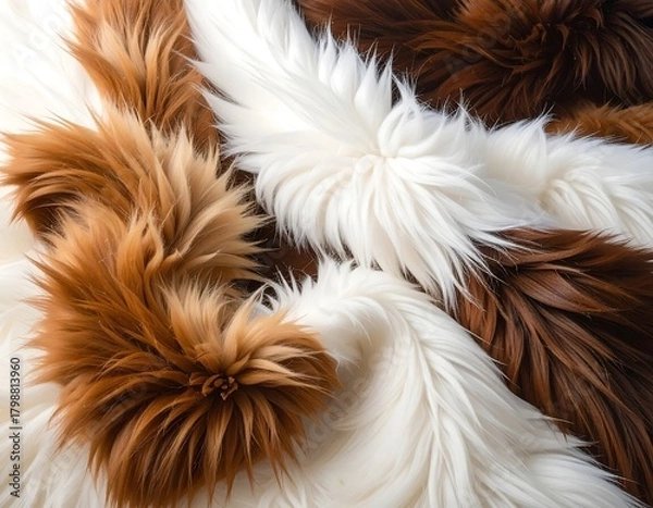Obraz Close-up shows flowing fur in shades of white, brown, and tan, soft textures