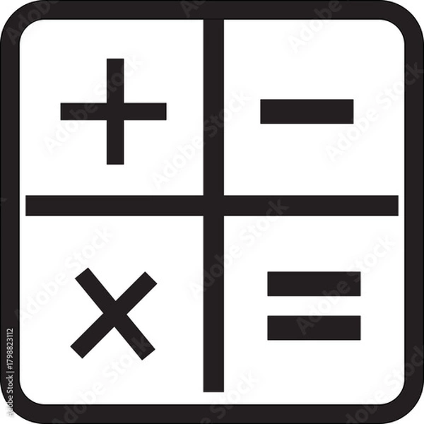 Fototapeta 12 math symbols icons. outline thin line icons such as plus, square root, math, infinity, divide, brackets, isolated on transparent background