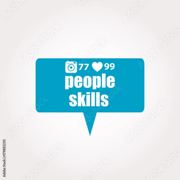 Fototapeta people skills Text. Education concept . Labels with text, heart, camera and counters