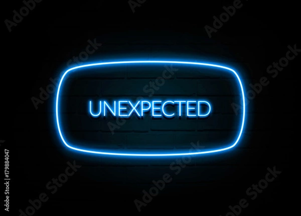 Fototapeta Unexpected  - colorful Neon Sign on brickwall