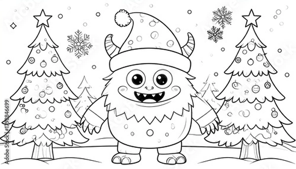 Fototapeta Christmas monster with trees and snow.