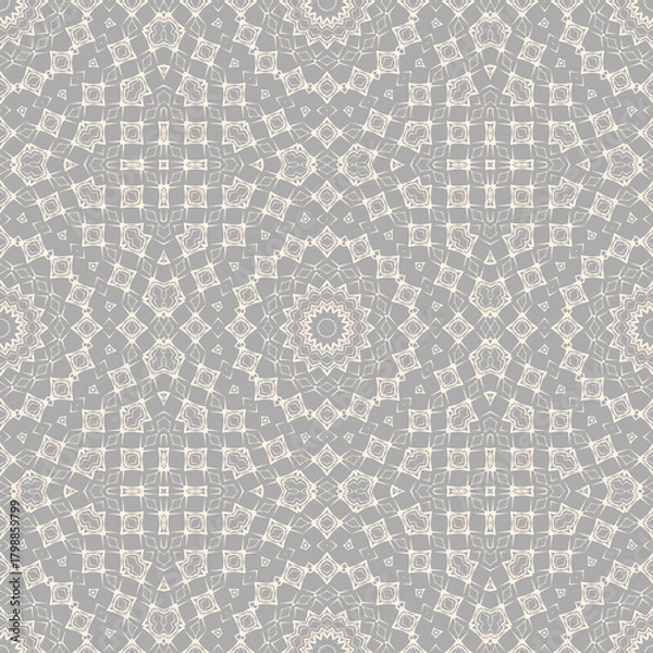 Fototapeta Seamless openwork cream pattern on a light gray background.