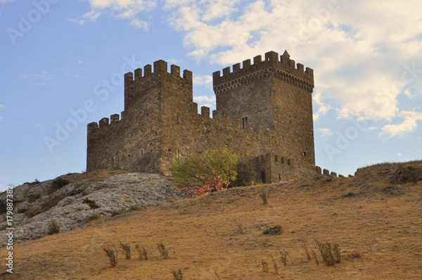 Obraz Tree of Love in the Old Towers of the Ancient Genoese Fortress in Sudak, Russia