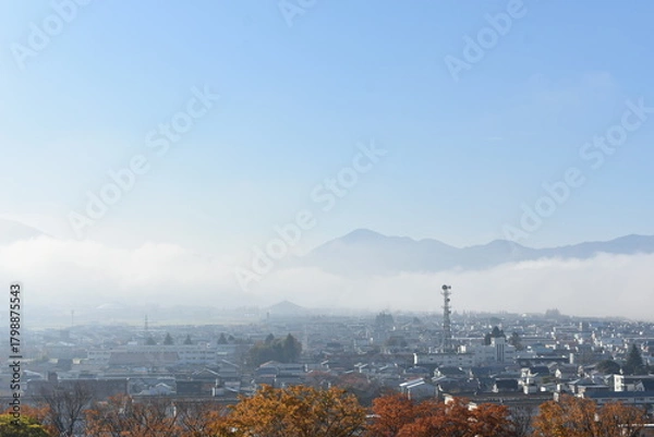 Obraz 会津若松市の街並み　若松城からの景色