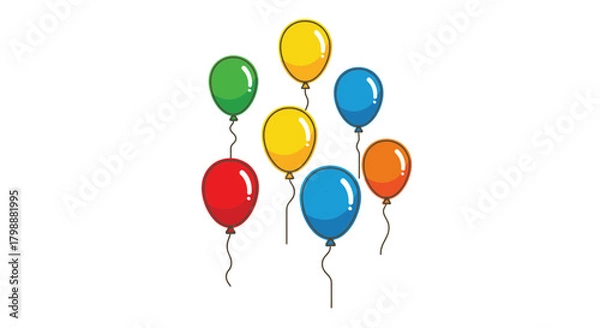 Fototapeta Vibrant colorful balloons floating joyfully, perfect for celebrations, parties, and festive event designs