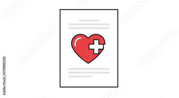 Fototapeta Professional heart health record with medical cross symbol for patient care and wellness documentation