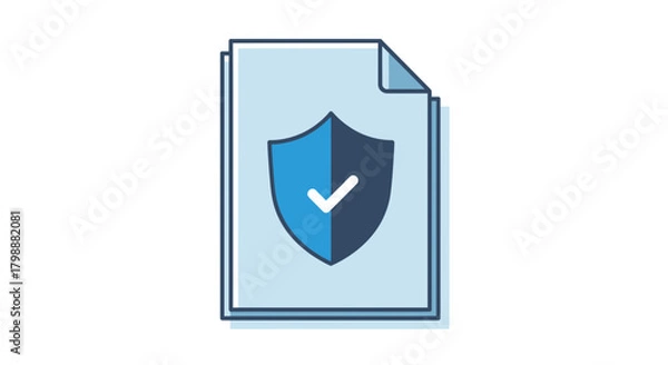 Fototapeta Secure document icon representing verified data protection and trustworthy policy approval, conveying safety and compliance assurance.