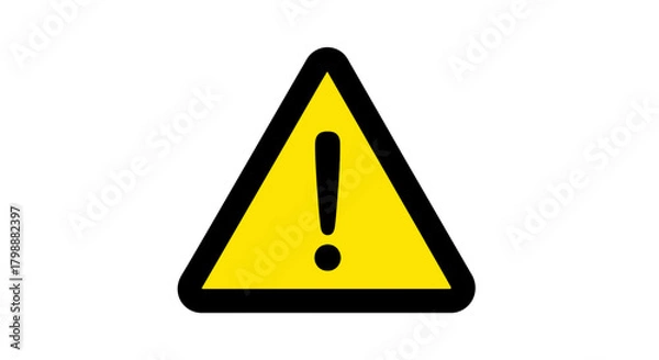 Fototapeta Striking yellow warning sign with bold black exclamation mark signals caution and alerts attention for important messages