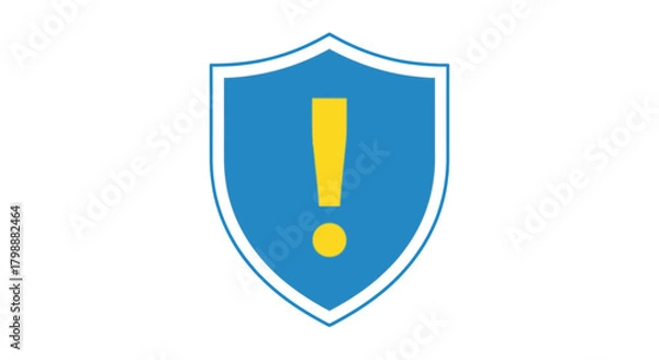 Fototapeta Warning alert icon on shield symbolizing security alert critical notification system protection caution safety warning