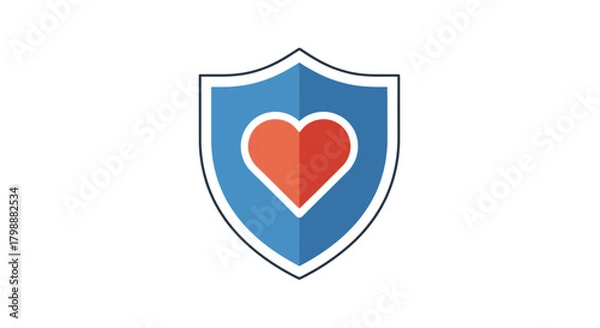 Fototapeta Secure heart emblem symbolizing health protection and safe emotional wellbeing for medical and insurance concepts