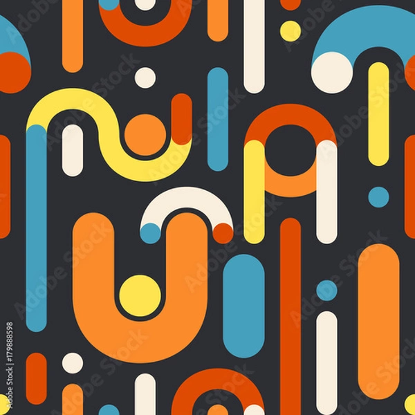 Obraz Geometric seamless pattern with circles and rounded rectangles.