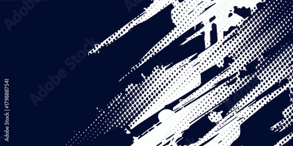 Fototapeta Dots halftone white and blue color pattern gradient grunge texture background. Dots pop art comics sport style. abstract background eps10