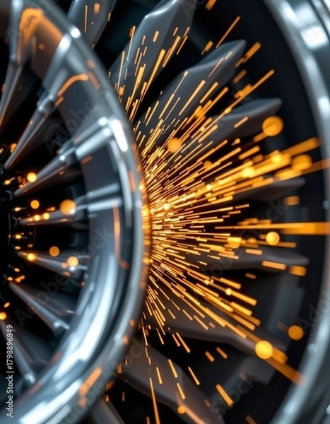 Fototapeta Highperformance Jet Engine with Spark Emissions