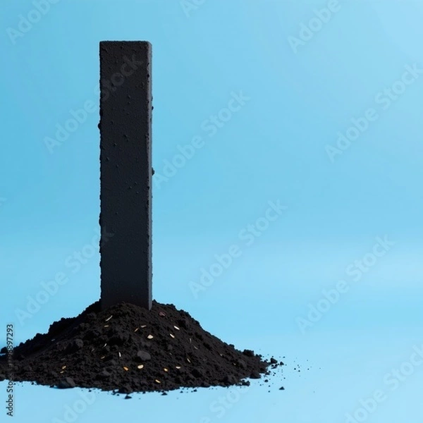 Fototapeta Minimalist Vertical Block Soil Against Light Blue Background