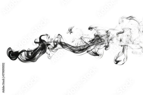 Obraz Wisps of gray smoke swirling against a black background