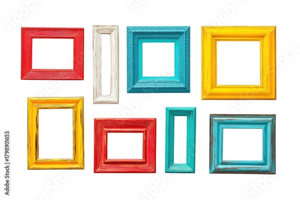 Obraz Colorful rectangular picture frames isolated on transparent background