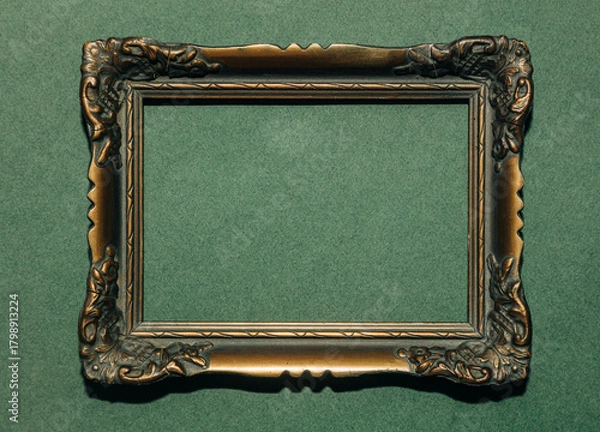 Obraz 19th century vintage frame empty green background