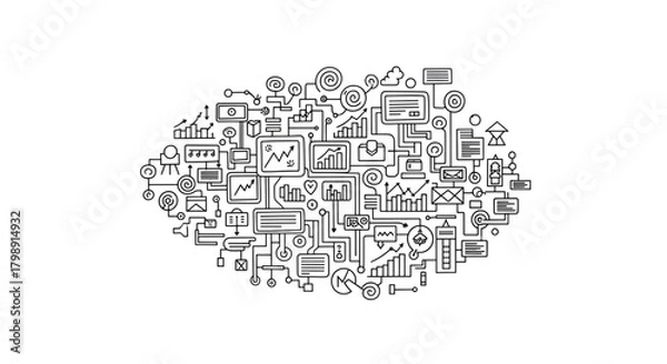 Fototapeta Data analytics illustration showing graphs charts and diagrams for business intelligence and analysis