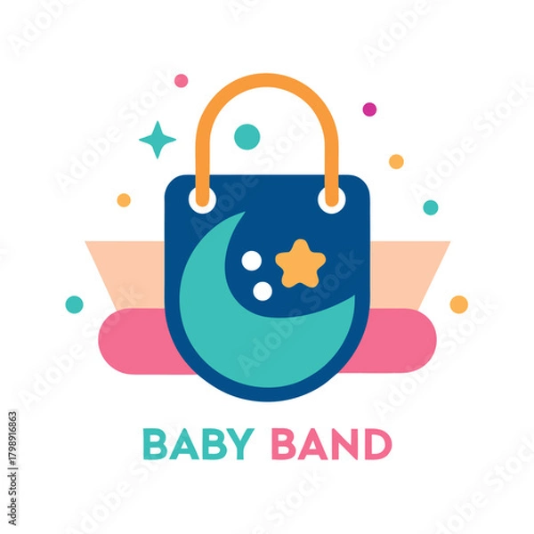 Obraz Minimal round logo featuring diaper bag and pacific.