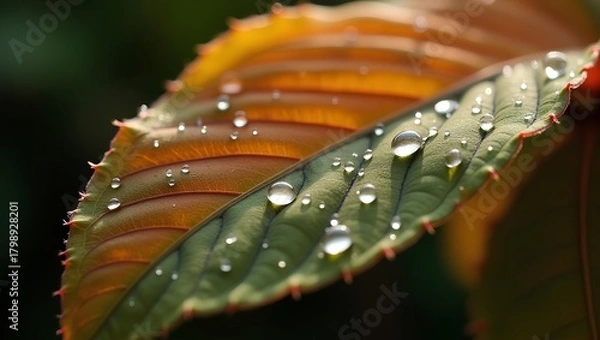 Obraz Dew on leaf macro