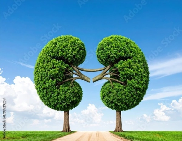 Obraz Surreal image of two trees shaped like human kidneys