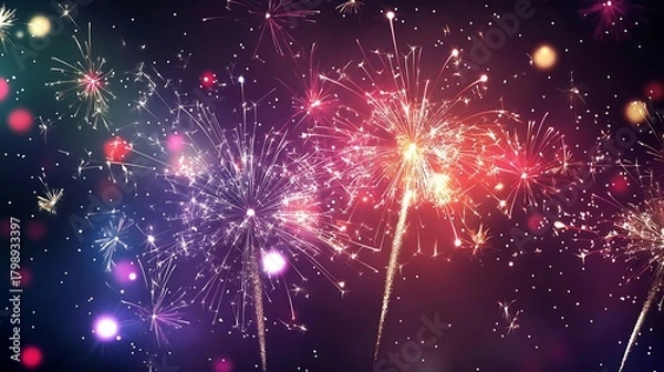 Obraz Stunning multicolor fireworks bursting in sky high resolution picture