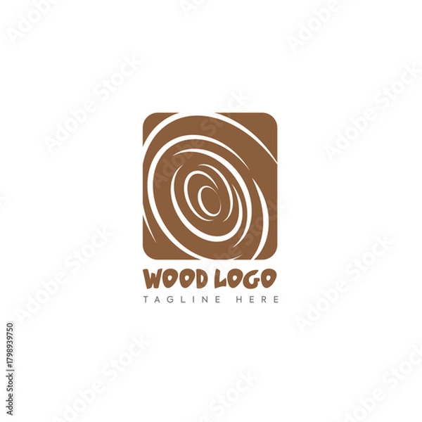 Fototapeta Wood texture logotype, wooden texture icon, isolated vector emblem, lumberjack pattern