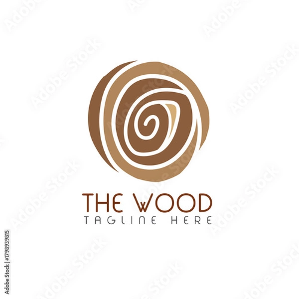 Fototapeta Wood texture logotype, wooden texture icon, isolated vector emblem, lumberjack pattern