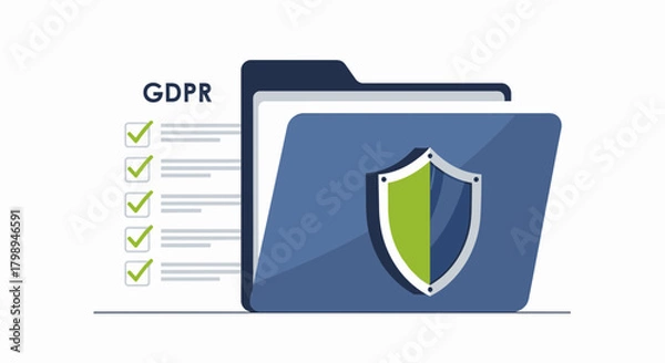 Fototapeta Gdpr compliance concept with a folder checklist and security shield symbolizing data protection and privacy regulations