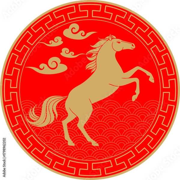 Obraz chinese zodiac year of the horse. chinese new year 2026 design vector