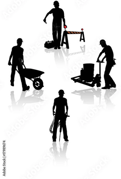 Obraz Hight quality construction workers silhouettes