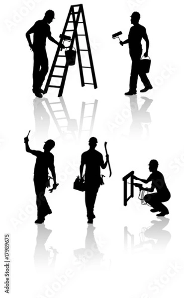 Obraz Hight quality construction workers silhouettes