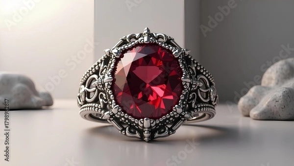 Obraz Gemstone ring with ornate design